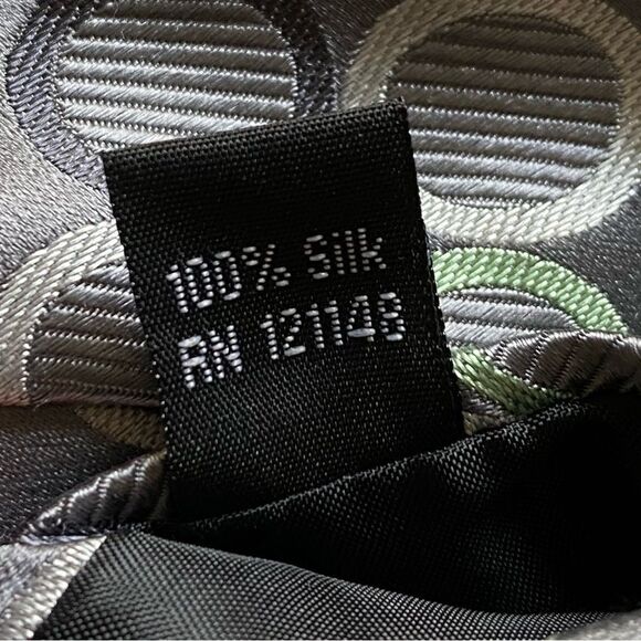 Michael Kors Tie Circle Print Silver Gray Green Metallic - Picture 3 of 5